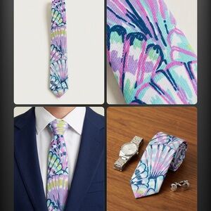 Men's Pastel Floral Print Tie - Purple Multicolor